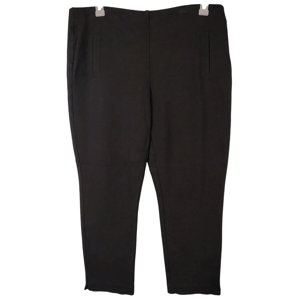 Chico's Womens SZ 14 Black Rayon Blend Pull On Ankle Pants Workwear Minimalist